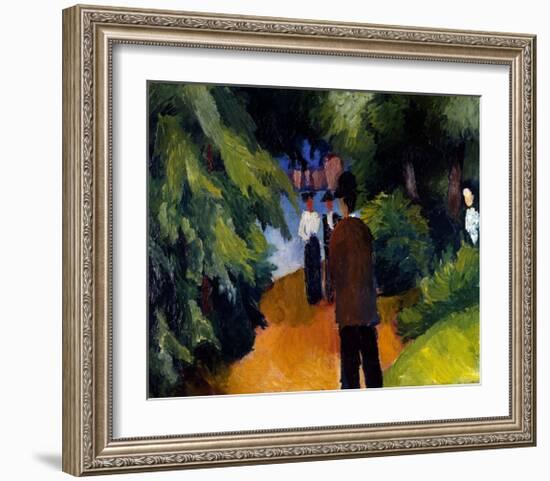 Park with a pond-Auguste Macke-Framed Giclee Print