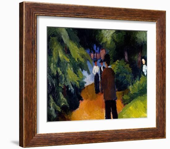 Park with a pond-Auguste Macke-Framed Giclee Print