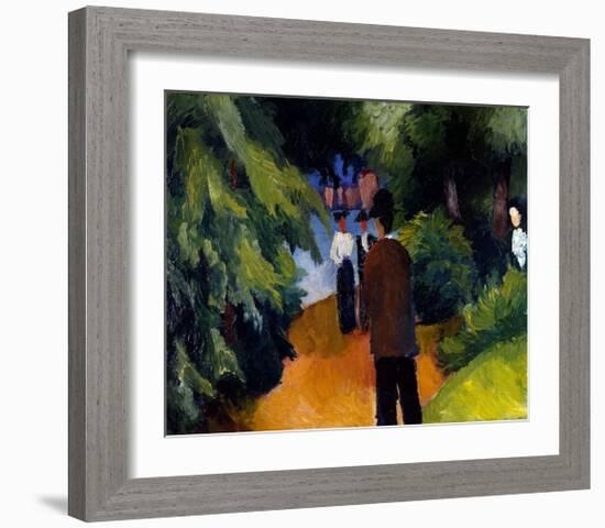 Park with a pond-Auguste Macke-Framed Giclee Print