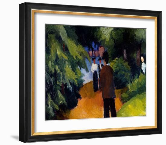 Park with a pond-Auguste Macke-Framed Giclee Print