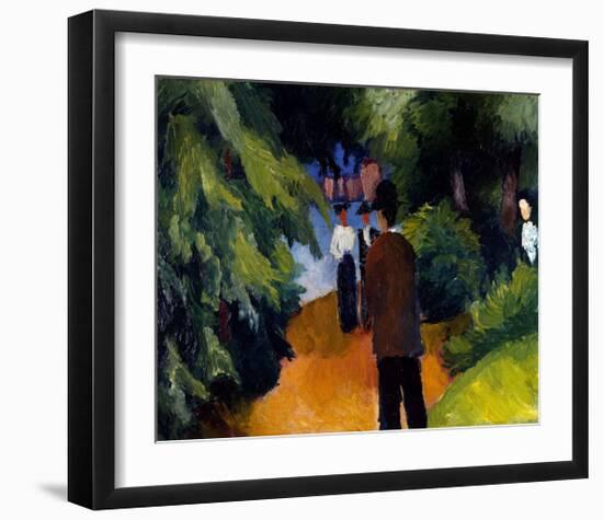 Park with a pond-Auguste Macke-Framed Giclee Print