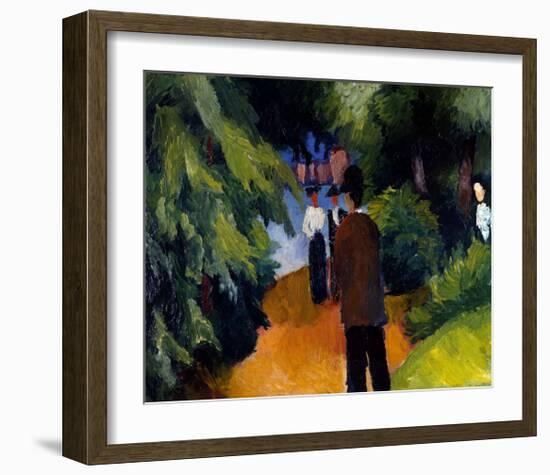 Park with a pond-Auguste Macke-Framed Giclee Print