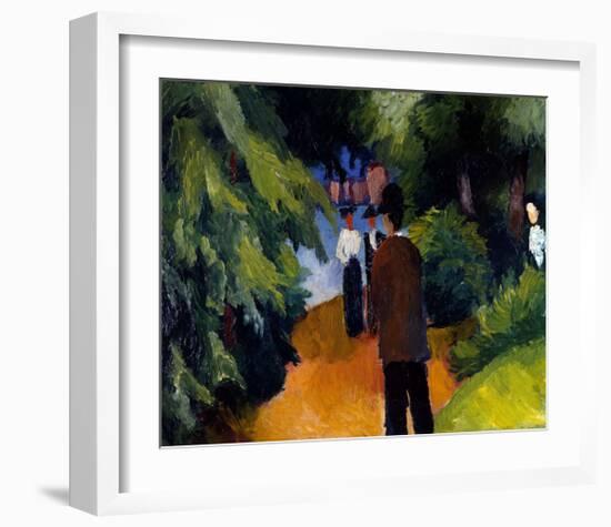 Park with a pond-Auguste Macke-Framed Giclee Print