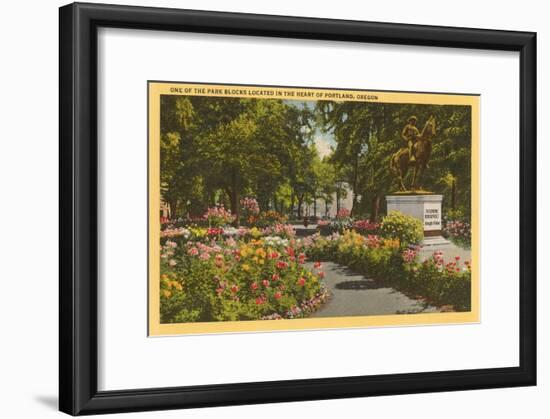 Park with Flowers, Portland, Oregon-null-Framed Art Print