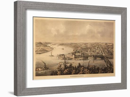 Parkersburg, West Virginia - Panoramic Map-Lantern Press-Framed Art Print