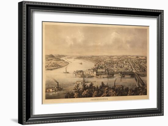 Parkersburg, West Virginia - Panoramic Map-Lantern Press-Framed Art Print