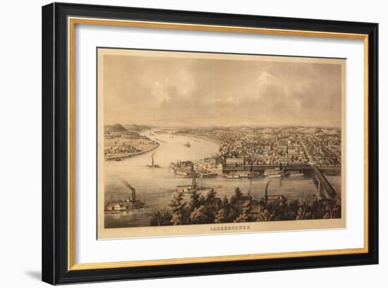 Parkersburg, West Virginia - Panoramic Map-Lantern Press-Framed Art Print