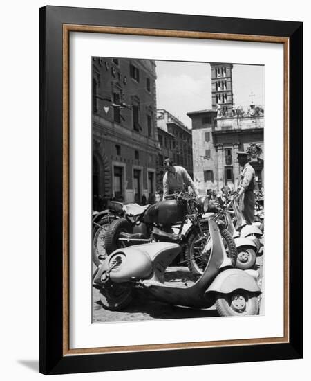 Parking Lot for Vespa Scotters-Dmitri Kessel-Framed Photographic Print