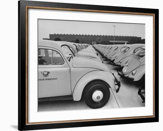 Parking Lot Outside of Volkswagen Plant Filled with Volkswagen Cars-James Whitmore-Framed Photographic Print