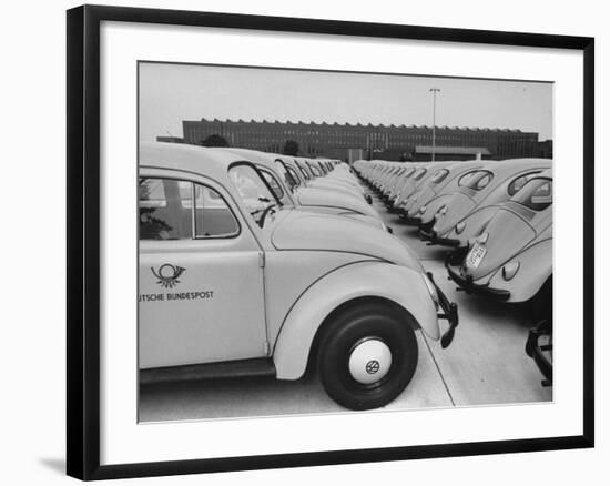 Parking Lot Outside of Volkswagen Plant Filled with Volkswagen Cars-James Whitmore-Framed Photographic Print