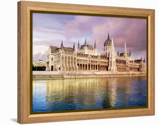 Parliament Building and Danube River, Budapest, Hungary-Miva Stock-Framed Premier Image Canvas