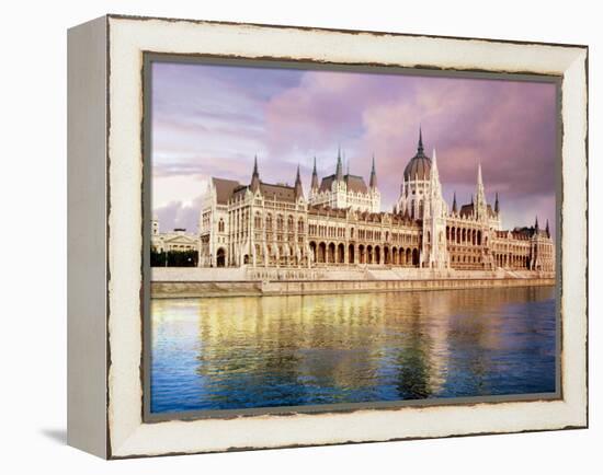 Parliament Building and Danube River, Budapest, Hungary-Miva Stock-Framed Premier Image Canvas