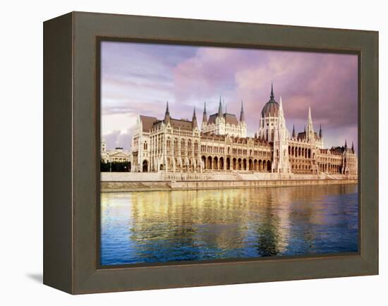 Parliament Building and Danube River, Budapest, Hungary-Miva Stock-Framed Premier Image Canvas