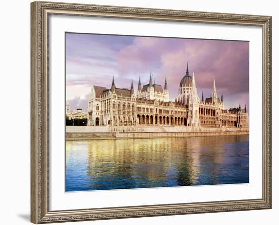 Parliament Building and Danube River, Budapest, Hungary-Miva Stock-Framed Photographic Print