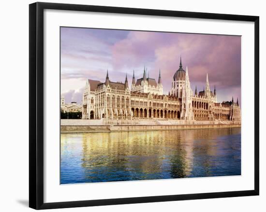 Parliament Building and Danube River, Budapest, Hungary-Miva Stock-Framed Photographic Print