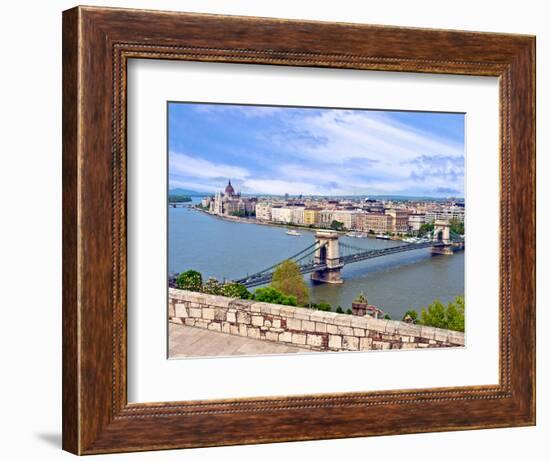 Parliament Building and Danube River, Budapest, Hungary-Miva Stock-Framed Photographic Print