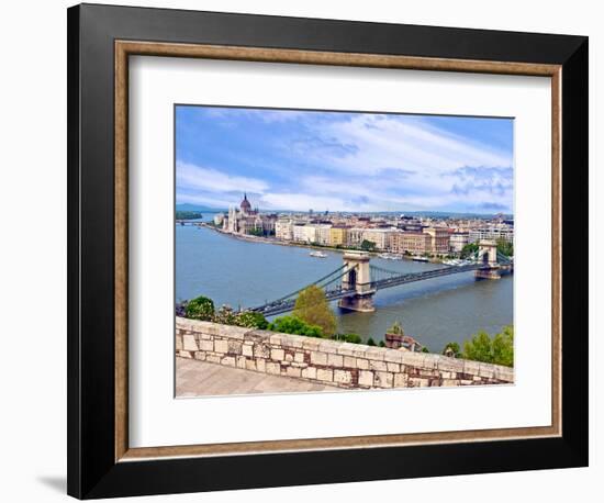 Parliament Building and Danube River, Budapest, Hungary-Miva Stock-Framed Photographic Print