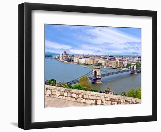 Parliament Building and Danube River, Budapest, Hungary-Miva Stock-Framed Photographic Print