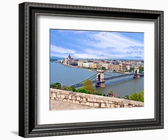 Parliament Building and Danube River, Budapest, Hungary-Miva Stock-Framed Photographic Print