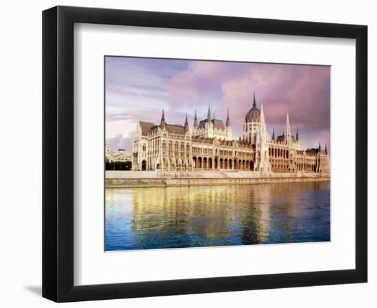 Parliament Building and Danube River, Budapest, Hungary-Miva Stock-Framed Photographic Print