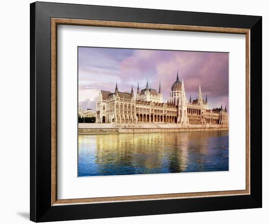 Parliament Building and Danube River, Budapest, Hungary-Miva Stock-Framed Photographic Print