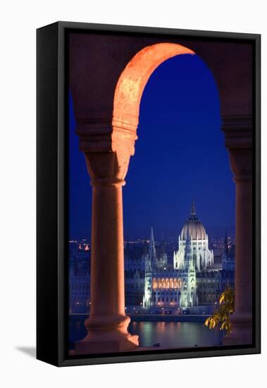 Parliament Building in Budapest-Jon Hicks-Framed Premier Image Canvas