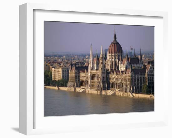 Parliament Buildings and River Danube, Budapest, Hungary, Europe-John Miller-Framed Photographic Print