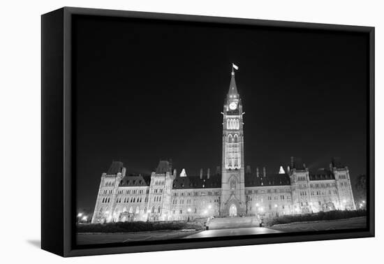 Parliament Hill Building at Night in Black and White in Ottawa, Canada-Songquan Deng-Framed Premier Image Canvas