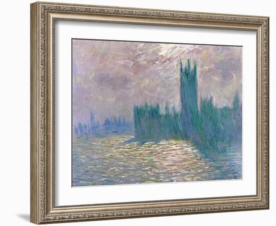 Parliament, Reflections on the Thames-Claude Monet-Framed Giclee Print