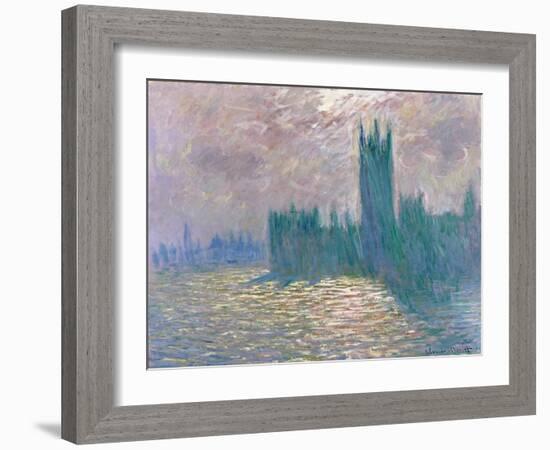 Parliament, Reflections on the Thames-Claude Monet-Framed Giclee Print