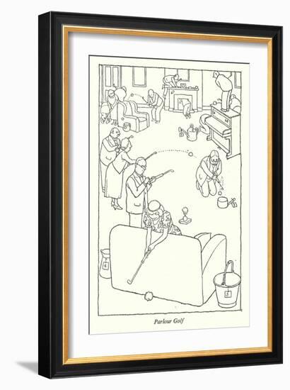 Parlour Golf (Litho)-William Heath Robinson-Framed Giclee Print