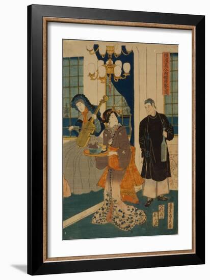 Parlour of a Foreign Mercantile House in Yokohama, 1861-Utagawa Sadahide-Framed Giclee Print