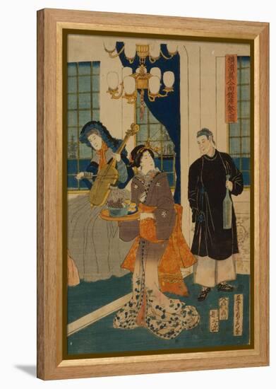 Parlour of a Foreign Mercantile House in Yokohama, 1861-Utagawa Sadahide-Framed Premier Image Canvas