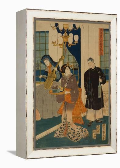 Parlour of a Foreign Mercantile House in Yokohama, 1861-Utagawa Sadahide-Framed Premier Image Canvas