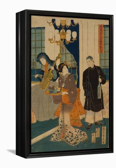 Parlour of a Foreign Mercantile House in Yokohama, 1861-Utagawa Sadahide-Framed Premier Image Canvas