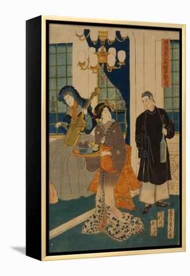 Parlour of a Foreign Mercantile House in Yokohama, 1861-Utagawa Sadahide-Framed Premier Image Canvas