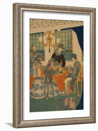 Parlour of a Foreign Mercantile House in Yokohama (Yokohama Ijin Sho?Kan Zashiki No Zu)-Sadahide Utagawa-Framed Art Print