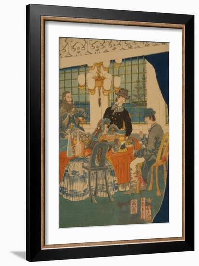 Parlour of a Foreign Mercantile House in Yokohama (Yokohama Ijin Sho?Kan Zashiki No Zu)-Sadahide Utagawa-Framed Art Print