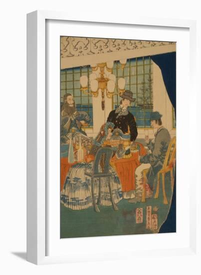 Parlour of a Foreign Mercantile House in Yokohama (Yokohama Ijin Sho?Kan Zashiki No Zu)-Sadahide Utagawa-Framed Art Print