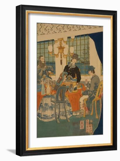 Parlour of a Foreign Mercantile House in Yokohama (Yokohama Ijin Sho?Kan Zashiki No Zu)-Sadahide Utagawa-Framed Art Print