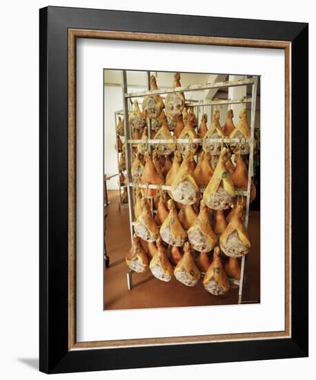 Parma Hams on Curing Racks, Near Pavullo, Emilia-Romagna, Italy-Ian Griffiths-Framed Photographic Print