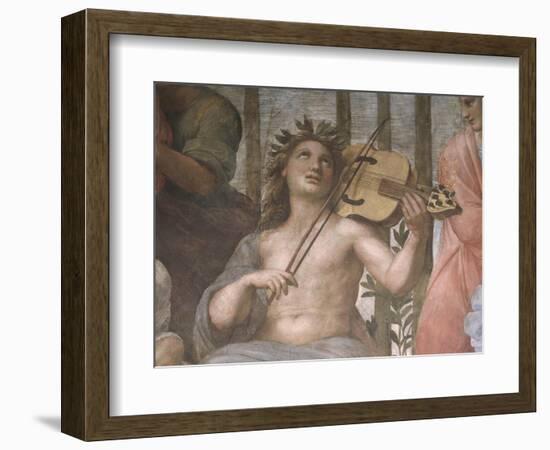 Parnassus, Detail of Apollo Playing a Viola Da Braccio, from the Stanza Della Segnatura, 1511-Raphael-Framed Giclee Print