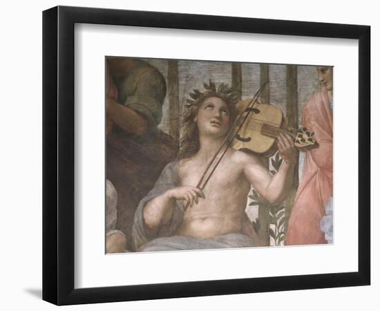 Parnassus, Detail of Apollo Playing a Viola Da Braccio, from the Stanza Della Segnatura, 1511-Raphael-Framed Giclee Print