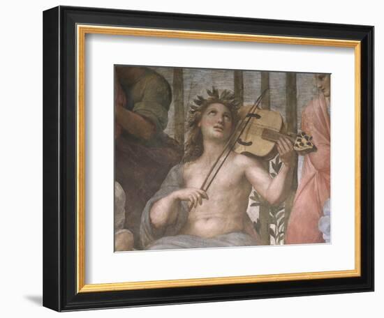 Parnassus, Detail of Apollo Playing a Viola Da Braccio, from the Stanza Della Segnatura, 1511-Raphael-Framed Giclee Print