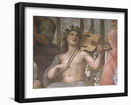 Parnassus, Detail of Apollo Playing a Viola Da Braccio, from the Stanza Della Segnatura, 1511-Raphael-Framed Giclee Print