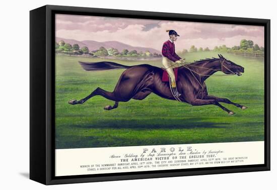 Parole: Brown Gelding, by Imp. Leamington, Dam Maiden by Lexington-Currier & Ives-Framed Stretched Canvas
