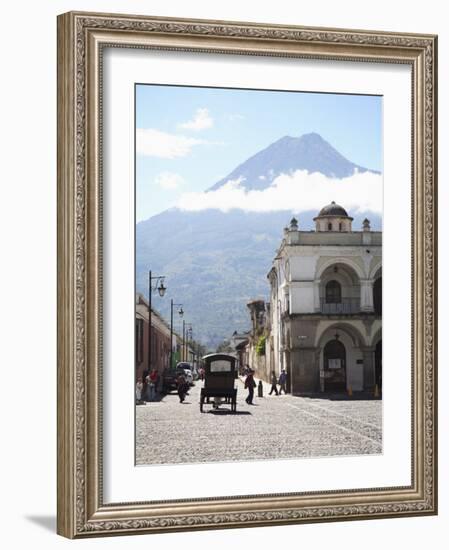 Parque Central, Plaza, with the Volcano Vulcan Agua Behind, Antigua, Guatemala-Wendy Connett-Framed Photographic Print