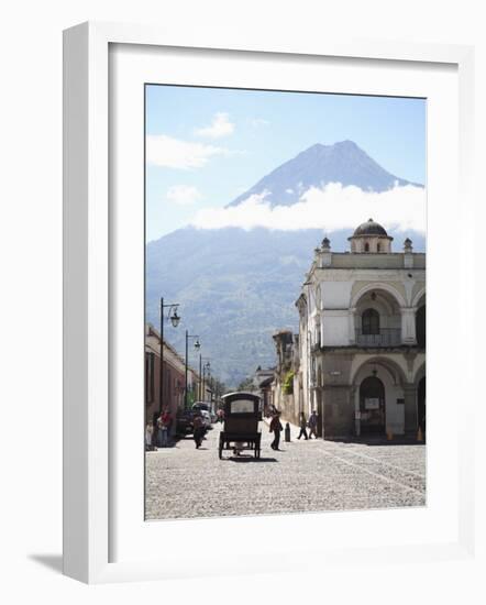 Parque Central, Plaza, with the Volcano Vulcan Agua Behind, Antigua, Guatemala-Wendy Connett-Framed Photographic Print