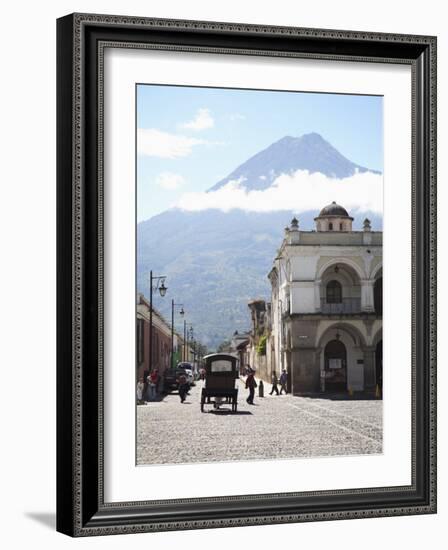 Parque Central, Plaza, with the Volcano Vulcan Agua Behind, Antigua, Guatemala-Wendy Connett-Framed Photographic Print