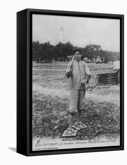 Parqueuse d'Huitres, Oyster Gatherer, of Cap Ferret Near Arcachon in South- West France-null-Framed Premier Image Canvas